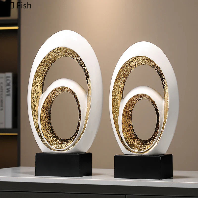 Afralia™ Gold Abstract Art Sculpture Desk Ornaments Minimalism Aesthetics Decor