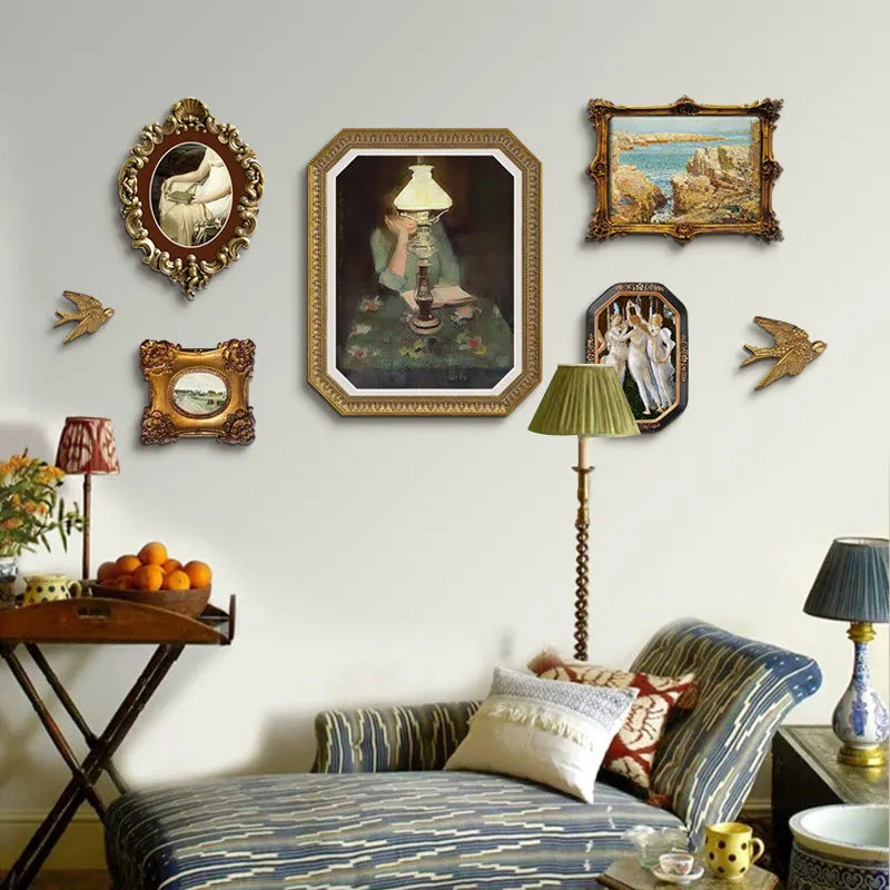 Afralia™ French Vintage Cupid Decorative Painting Set for Living Room Wall Decor