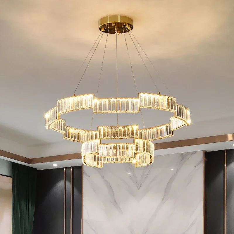 Afralia™ Crystal Pendant Chandelier: Modern Luxury LED Fixture for Living Dining Kitchen Bedroom