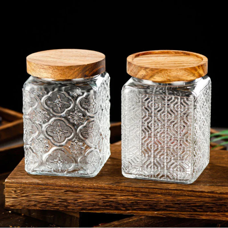 Glass Storage Jars with Airtight Lids by Afralia™: Transparent Mason Jar Boxes for Kitchen Organizing