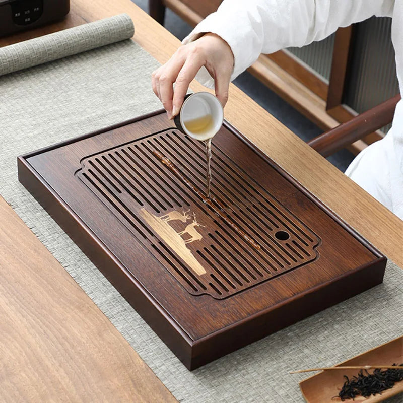 Afralia™ Bamboo Tea Tray: Natural, Rectangular Tea Board for Kung Fu Tea Set