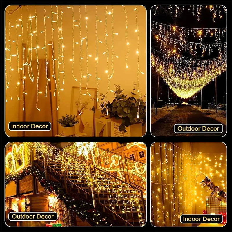 Afralia™ Solar Icicle Fairy Lights: Waterproof Outdoor Decor for Wedding, Party, Garden