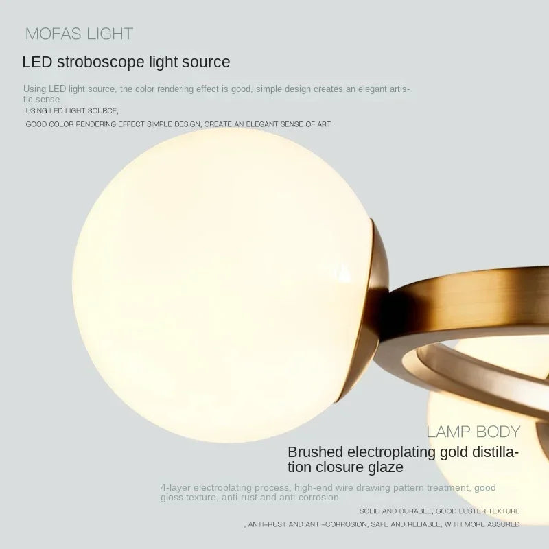 Afralia™ Glass Ball Chandelier LED Hanging Lamp Modern Nordic Style Pendant Light