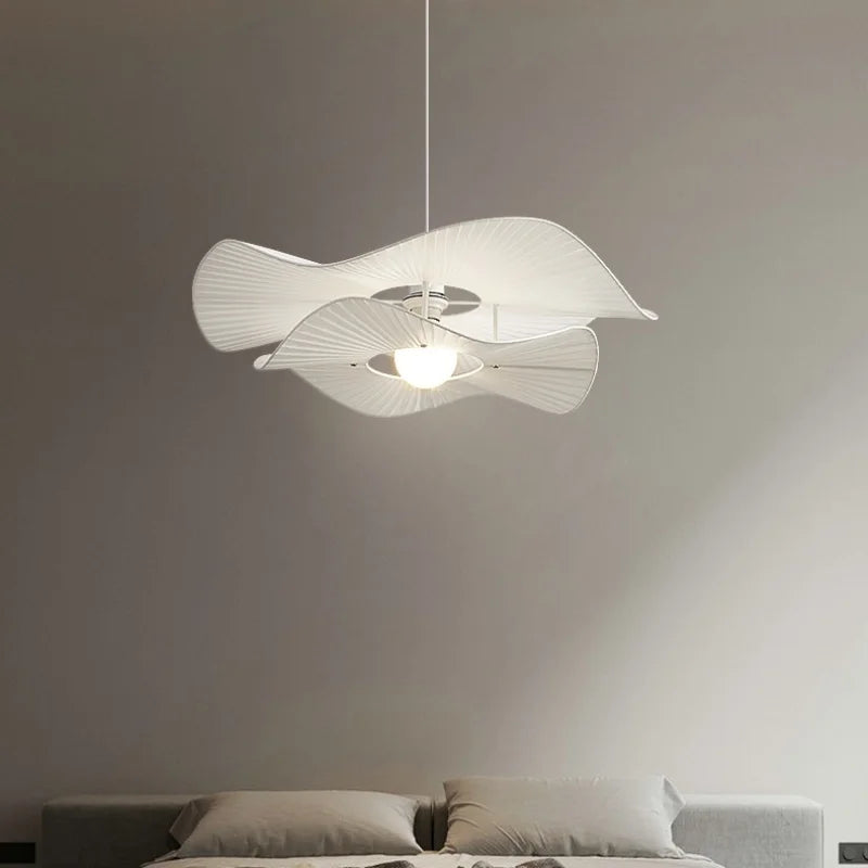 Afralia™ Pleated Fabric Pendant Lights E27 White Chandelier - Nordic 2 Layer Design