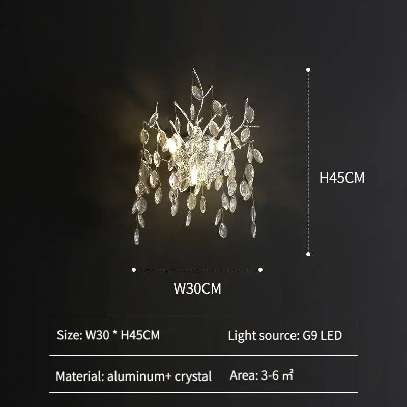Afralia™ Luxury Crystal Chrome Chandelier Silver Gold LED Tree Branch Chandelier for Living Dining Room
