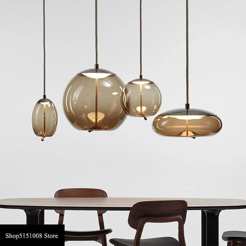 Afralia™ Scandinavian Glass Pendant Lights Knot Design Hanging Lamp Fixtures