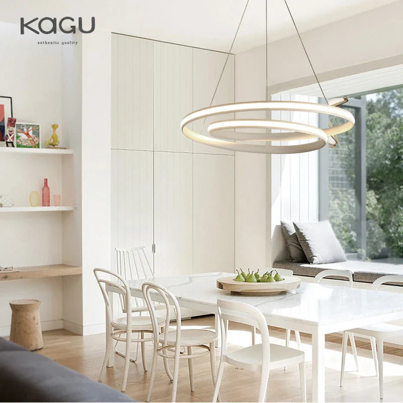 Afralia™ Modern LED Aluminum Pendant Light for Dining Living Kitchen, Black White Color