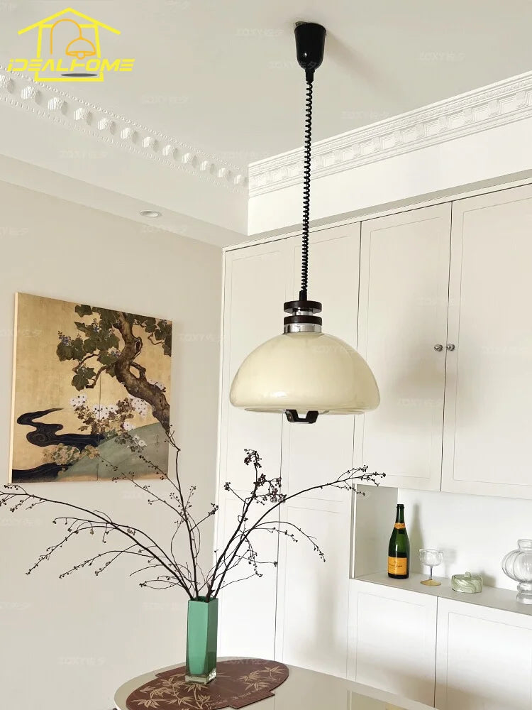 Afralia™ Cream Glass Pendant Lights LED E27, Medieval Bauhaus Design for Home Decor
