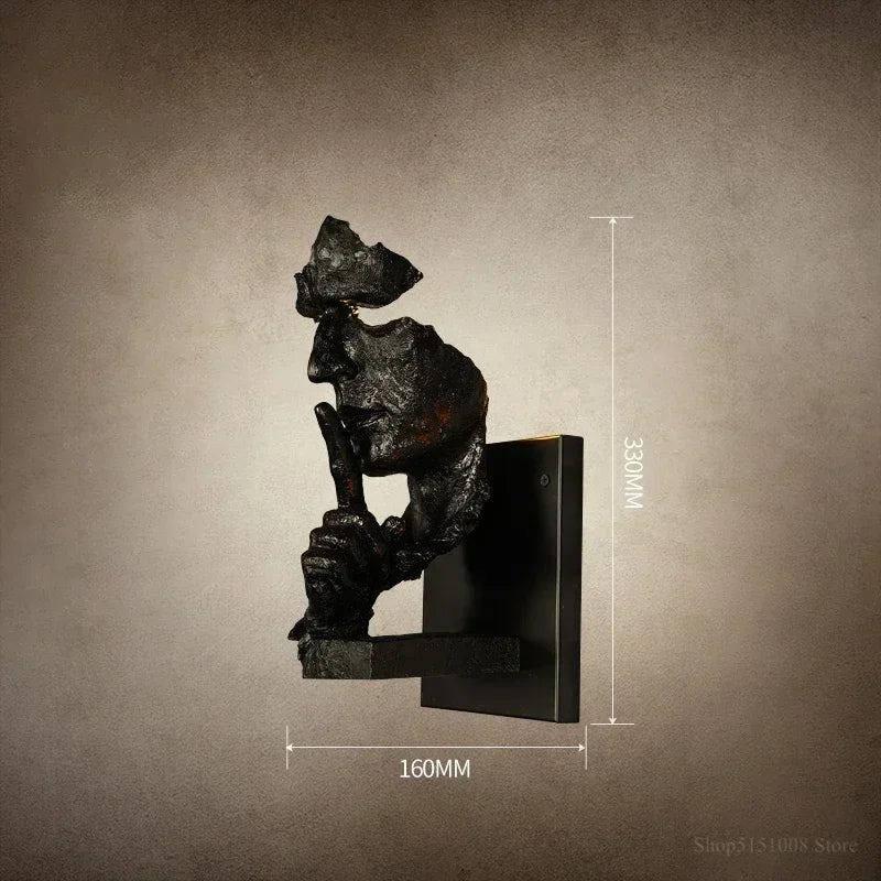 Afralia™ Retro Silence Is Gold Resin Wall Lamp for Home Entrance and Study Room Decor