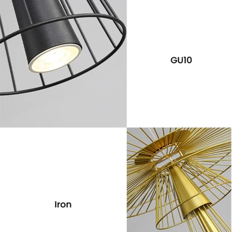 Afralia™ Metal Chandelier: Black & Gold Pendant Lighting for Living & Dining Room