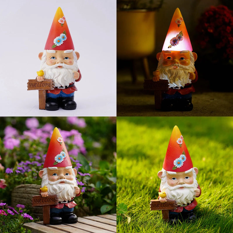 Afralia™ Solar Gnome Statue Lamp - Outdoor Garden Decoration Lighting LED Elf Sculpture