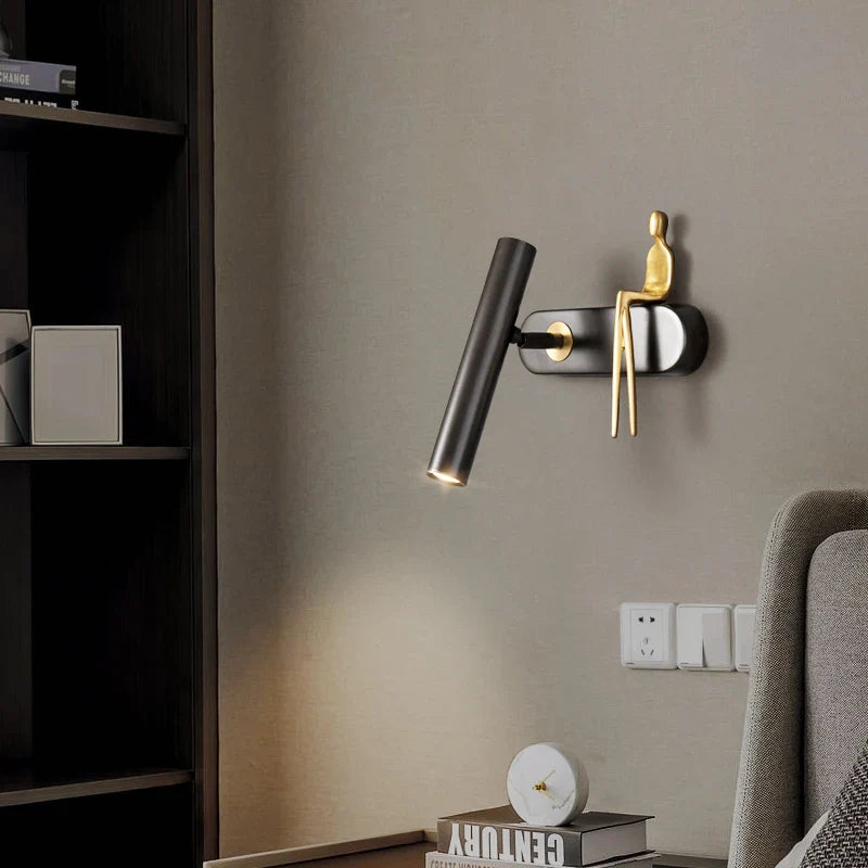 Afralia™ Modern Copper Brass Wall Light with Adjustable LED Colors