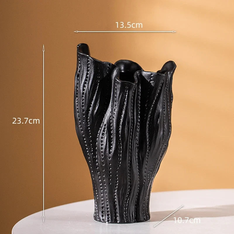 Afralia™ Folded Paths Ceramic Vase Abstract Home Decor Flower Arrangement Accessory