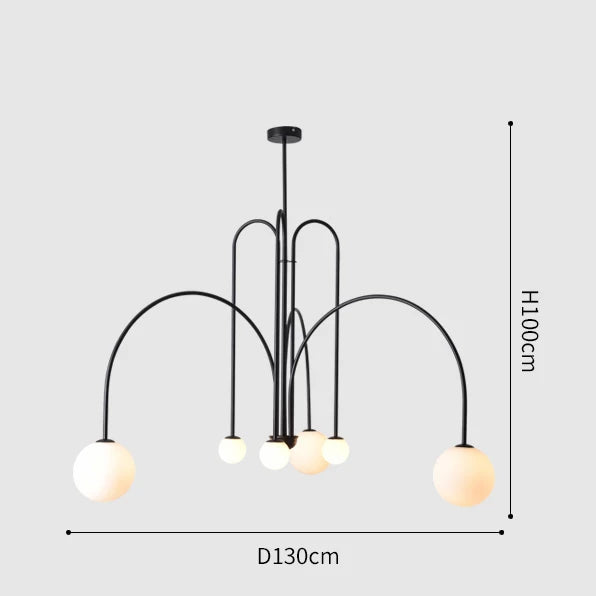 Afralia™ Red Glass Ball Chandelier: Modern Minimalist Arch Hang Lamp for Living Room