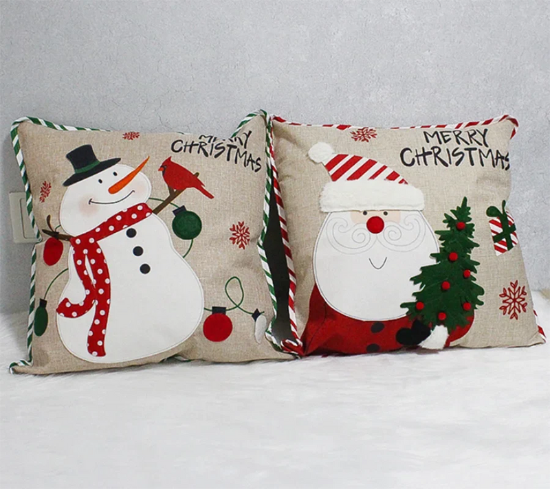 Afralia™ Christmas Embroidered Pillowcase 45x45cm - Festive Home Decorative Cushions