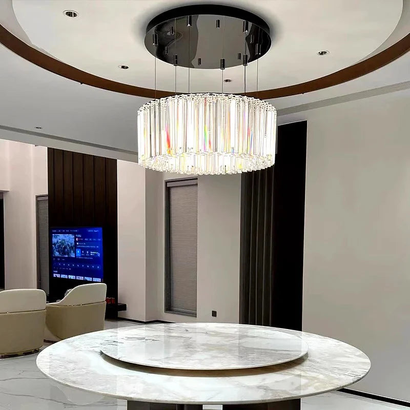 Afralia™ Luxury Round Crystal Dining Table LED Chandelier - 2025 Design