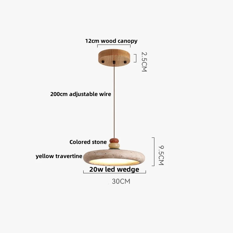 Afralia™ Wood Canopy LED Pendant Light for Kitchen Restaurant Bedroom Stone Hanging Lamp