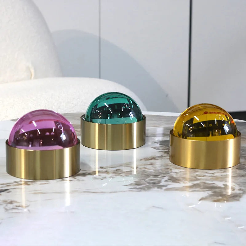 Afralia™ Metal Crystal Jewelry Box Stained Glass Sphere Geometric Storage Container