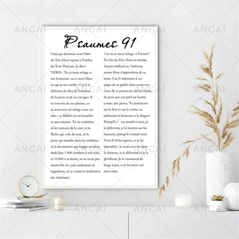 Afralia™ Psalm 91 Scripture Wall Poster Canvas Painting for Christian Home Decor