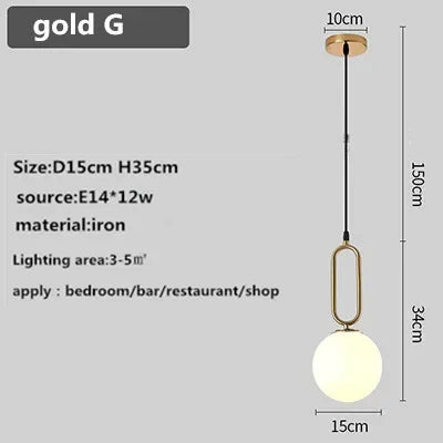 Afralia™ Glass Ball Chandelier Nordic LED Pendant for Restaurant Decor Bedroom Kitchen Dining