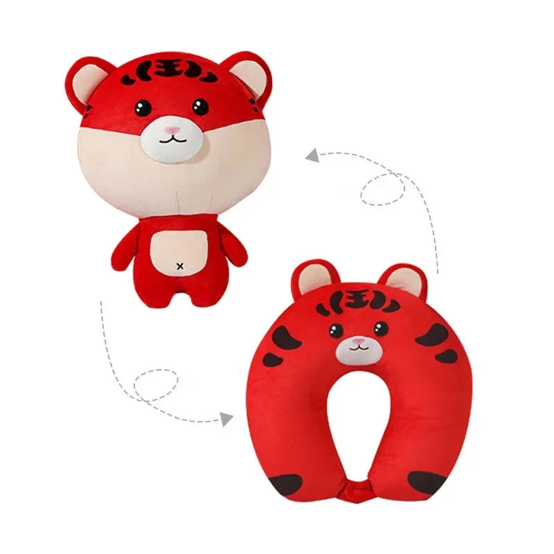 Afralia™ Cute Plush Animal Neck Pillow for Comfortable Travel & Office Rest