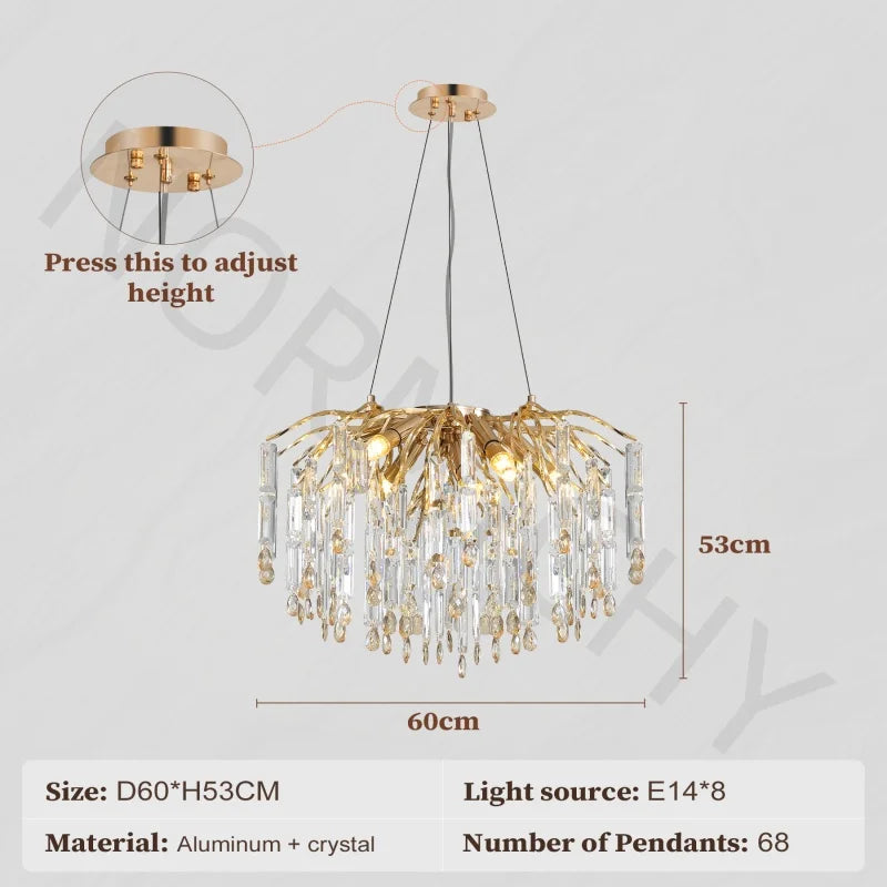 Afralia™ Crystal Pendant Chandelier for Living Room, Bedroom, and Dining Table