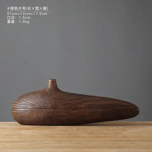 Afralia™ Modern Line Stripe Resin Vase - Desktop Decor Crafts & Furnishings