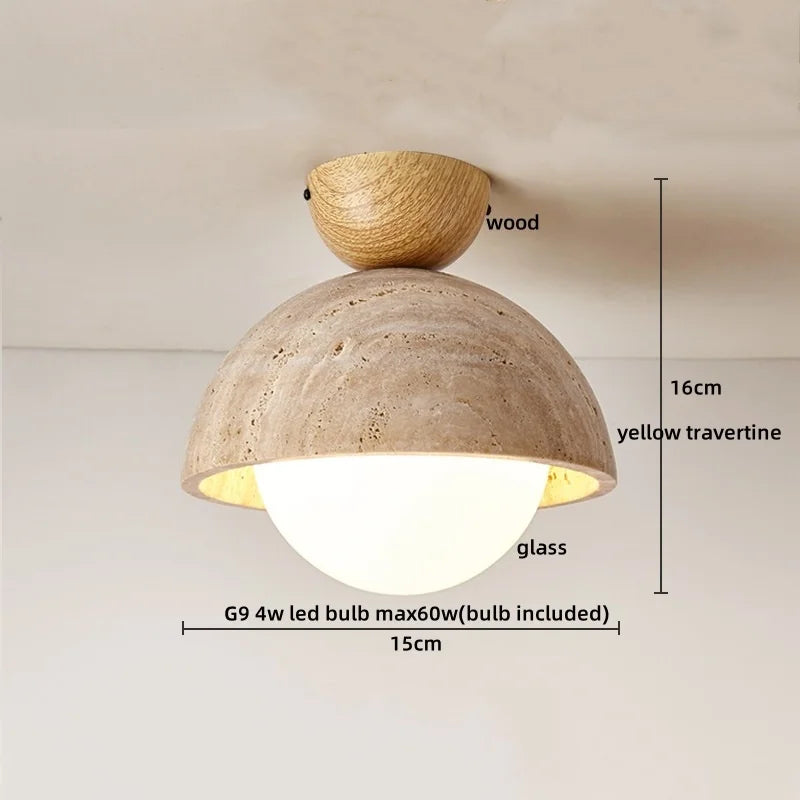 Afralia™ White Glass Ball LED Ceiling Lights Modern Yellow Cave Stone Home Decor