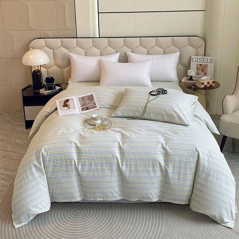 Afralia™ Striped Plaid Single Duvet Cover: Soft 100% Cotton Brushed Bedding for All Seasons