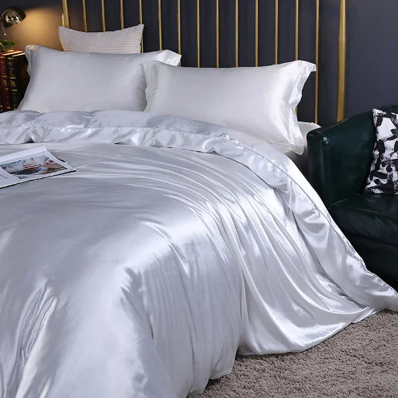 Afralia™ Silk Bedding Sets: Nordic Style, Premium Mulberry Silk Quilt Cover Set, Skin-Friendly & Cool for Summer.