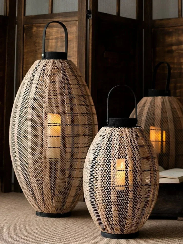 Afralia™ Wooden Lantern Candle Holder Nordic Style Patio Garden Decoration Furniture