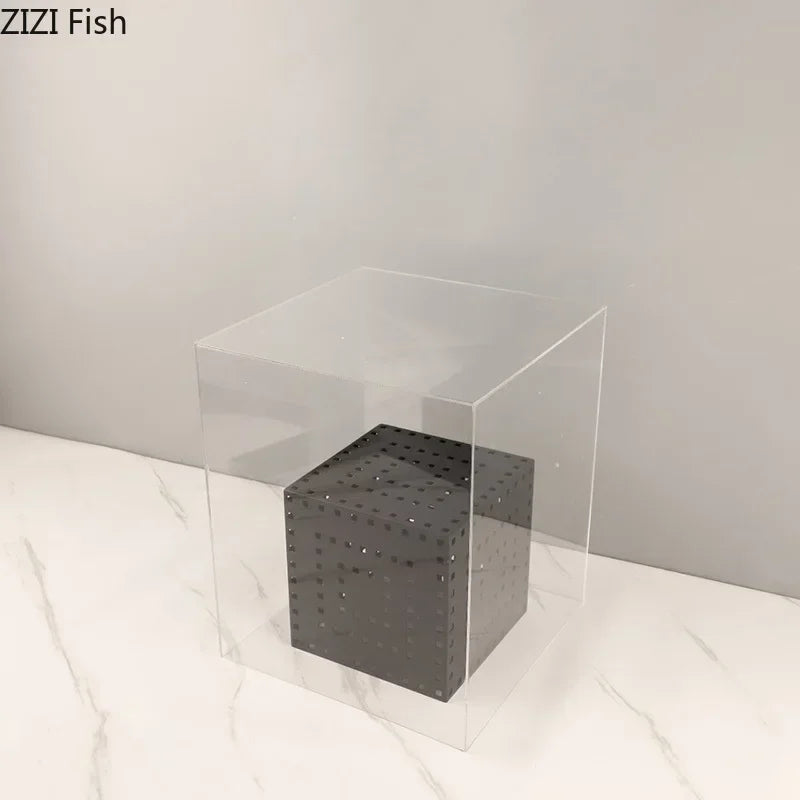 Afralia™ Minimalist Black Hollow Cube Desk Decoration Geometry Artwork Aesthetic Decor