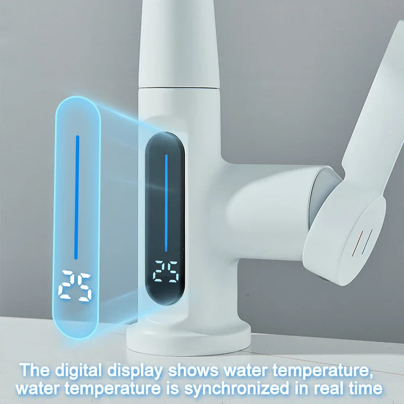 Afralia™ Digital Display Basin Faucet with 3-Way Nozzle: Pull Out, Rainfall Stream, Hot Cold Mixer