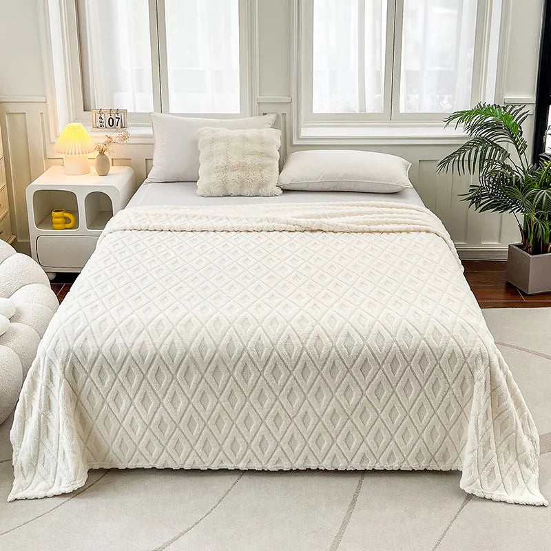 Afralia™ Diamond Jacquard Coral Fleece Blanket for All Seasons