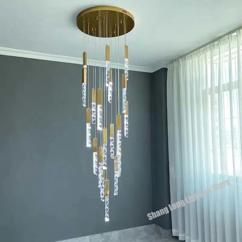 Afralia™ Crystal LED Chandelier: Modern Luxury Staircase & Living Room Hanging Lamp