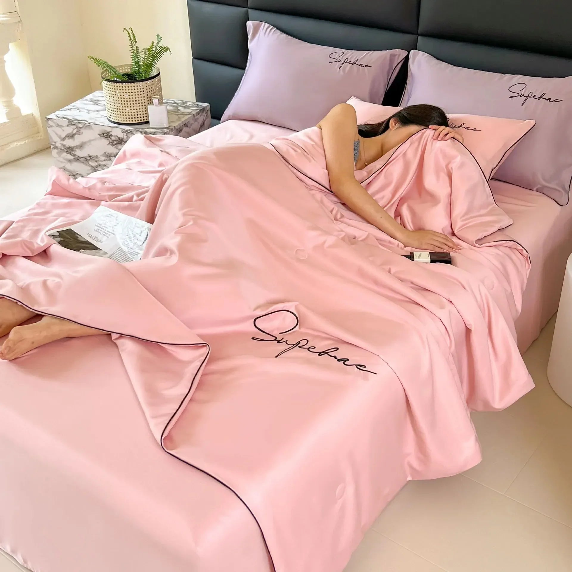 Afralia™ Satin Silky Summer Quilt: Super Soft & Breathable Bedding Blanket