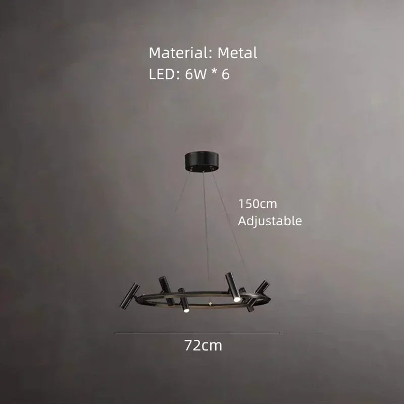 Afralia™ Black Metal Round LED Pendant Chandelier for Indoor Lighting