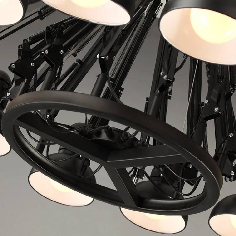 Afralia™ Industrial Spider Ceiling Lamp Black White Adjustable E27 Fixture Light