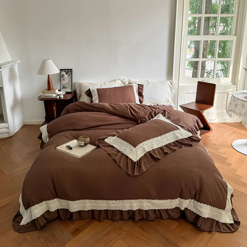 Afralia™ French Lace Ruffles Bedding Set - Soft and Skin-friendly Duvet Cover Set