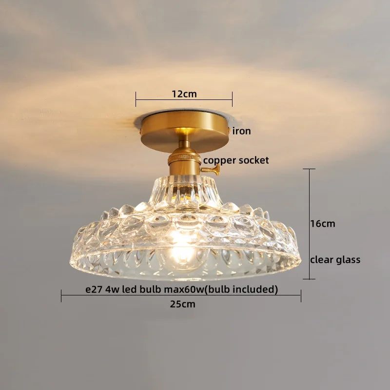 Afralia™ Glass Copper LED Ceiling Light - Simple Art Decorative Chandelier