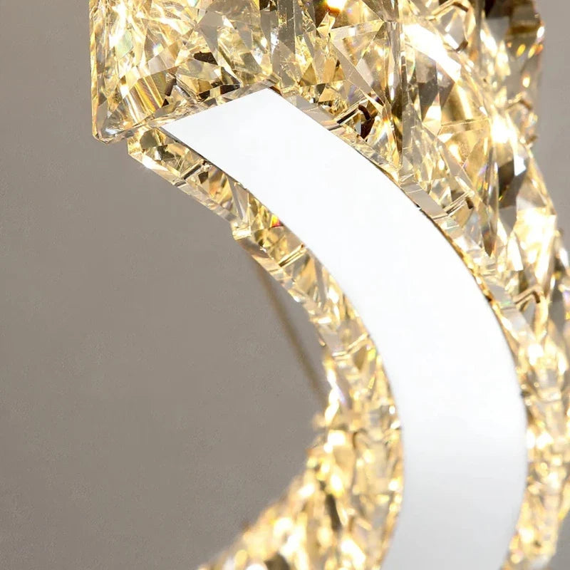 Afralia™ Crystal Ceiling Chandelier, Stainless Steel Mirror Led Indoor Lighting