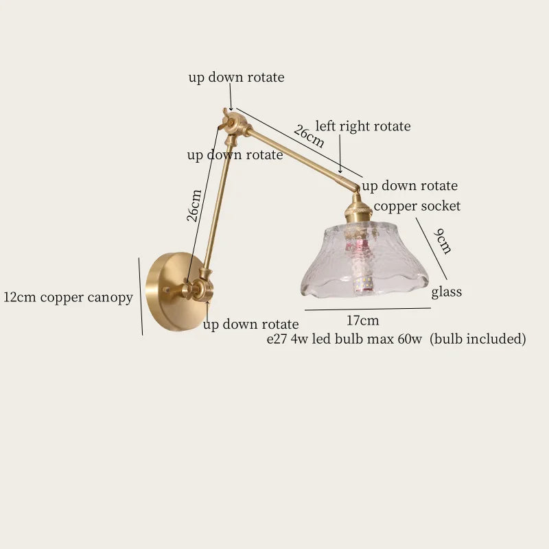Afralia™ Cream Resin LED Wall Lights Pull Chain Switch Copper French Vintage Wandlamp