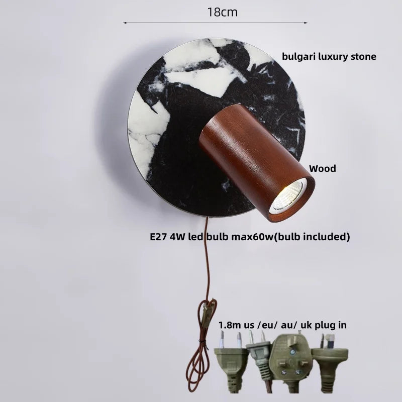 Afralia™ Wood & Stone LED Wall Lights - Modern Nordic Style for Home Decor