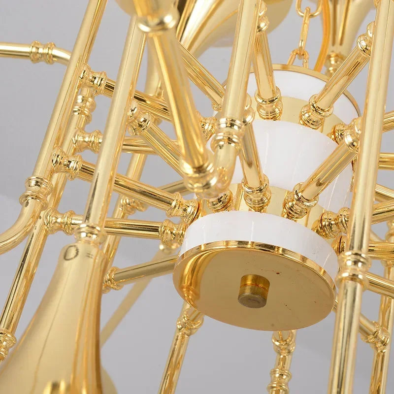 Afralia™ Gold Trumpet Pendant Chandeliers | Modern Retro Vintage Horn Floor Light
