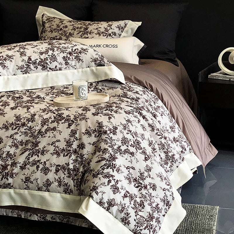 Afralia™ Egyptian Cotton Bedding Sets for Queen King Ru Size Bed Linens
