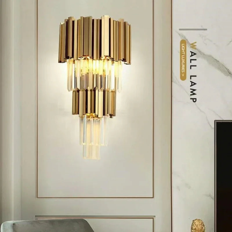 Afralia™ Glass Rod Crystal Wall Sconce: Modern Luxury Bedroom Living Room Light