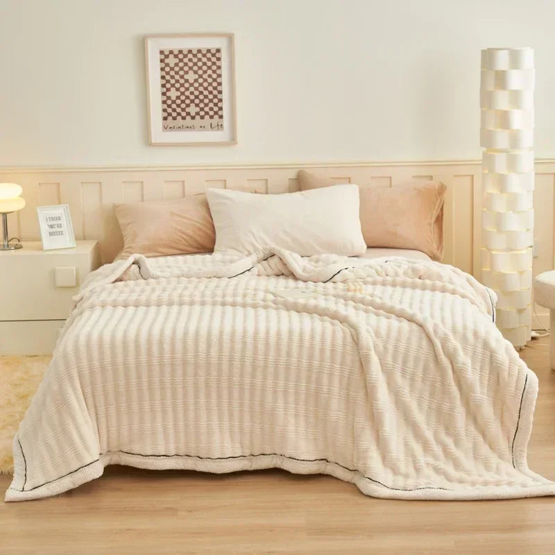 Afralia™ Fluffy Rabbit Plush Warm Blanket for Bed, Soft & Cozy Autumn Winter Comfort