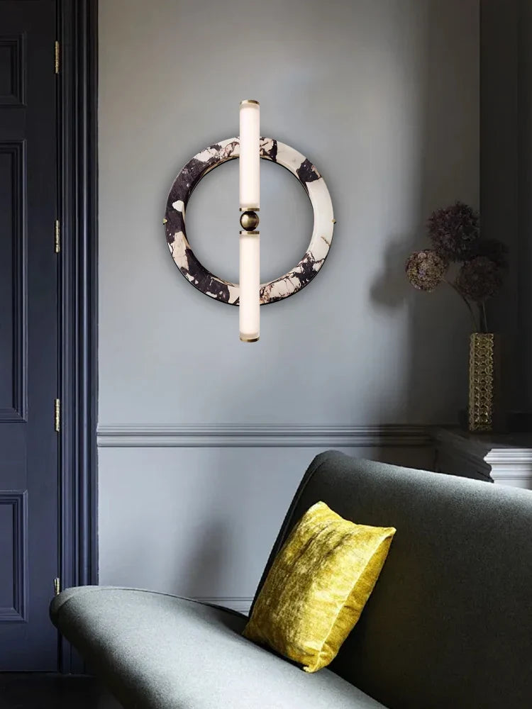 Afralia™ Luxury Marble Wall Lamp for Cafe Hotel Restaurant Decor & Background Lighting