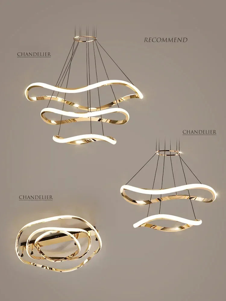 Afralia™ Modern LED Pendant Chandelier - Luxury Gold Hanging Lamp