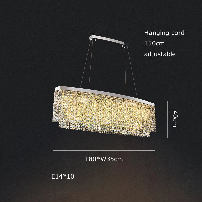 Afralia™ Crystal Tassel Golden Ceiling Chandelier for Dining Table
